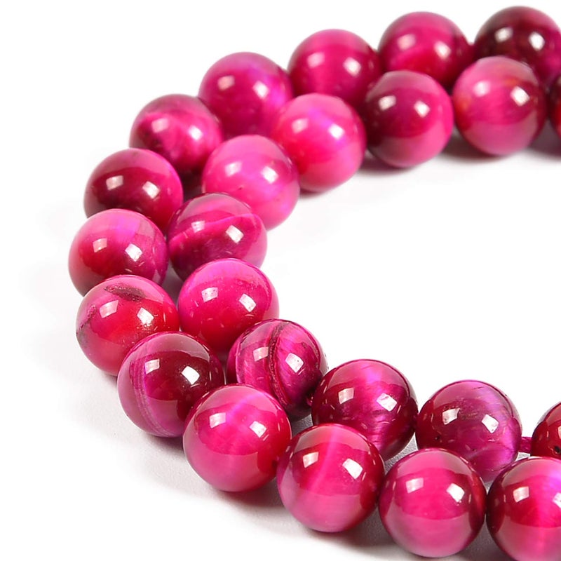 Nancybeads 45pcs 8mm Natural Magenta Tiger's Eye Gemstone Round Spacer Loose Stone Beads for Jewelry Making 15.5" 1 Strand (Magenta Tiger's Eye, 8mm 45Beads) - Image 1